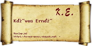 Köves Ernő névjegykártya